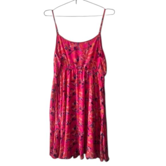 Torrid Bright Pink Floral Pleated Chiffon Midi Sleeveless Dress 22/24 3X New - Picture 2 of 6